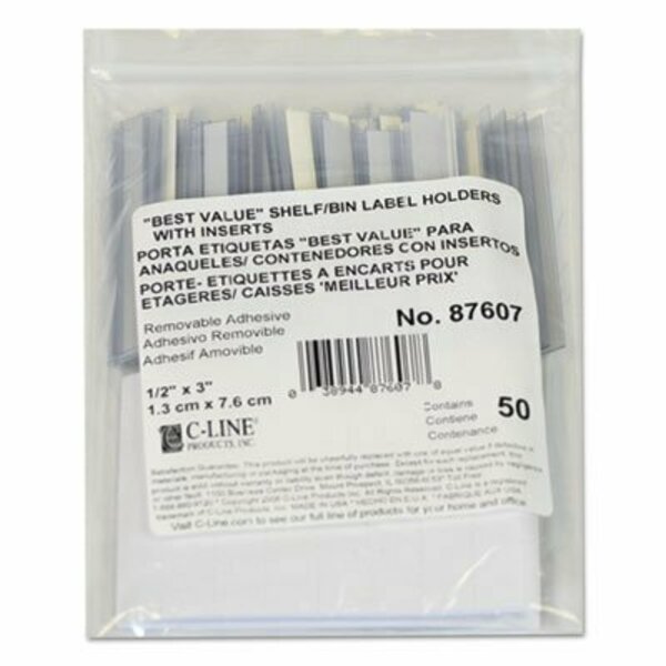 C-Line Products C-Line, Self-Adhesive Label Holders, Top Load, 1/2 X 3, Clear, 50PK 87607